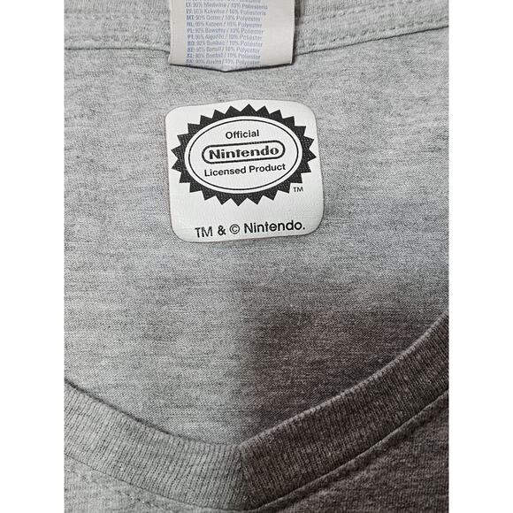 Vtg Official Nintendo Shirt Womens Extra Large Gray Mushroom Mystery Box V Neck - Picture 3 of 8
